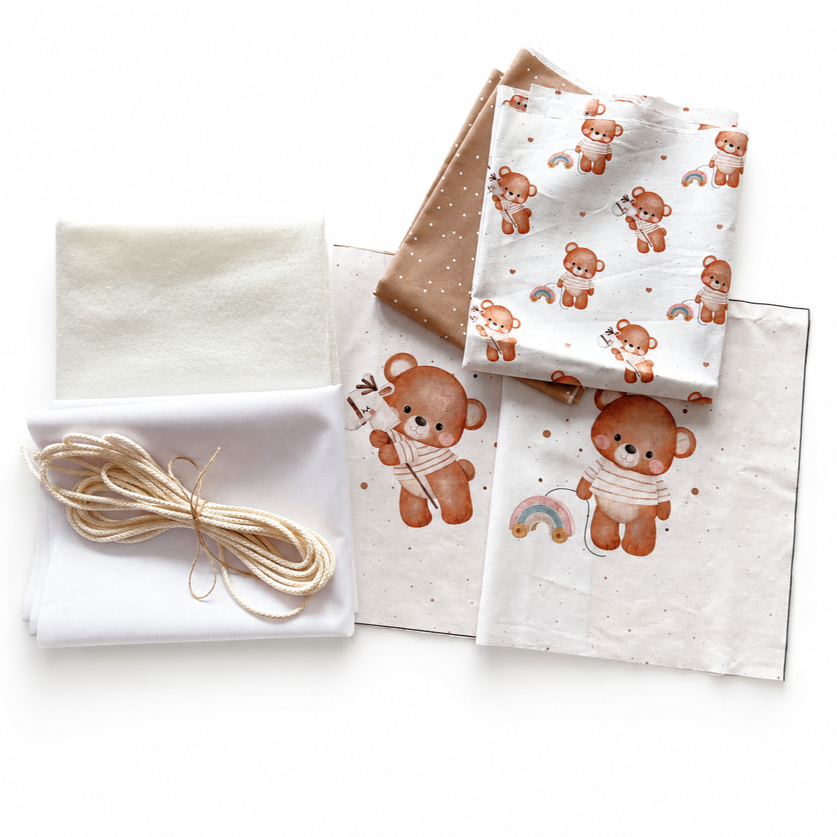 Kit Mochila Piecito Ositos - 2 Paneles con Patrón de madera
