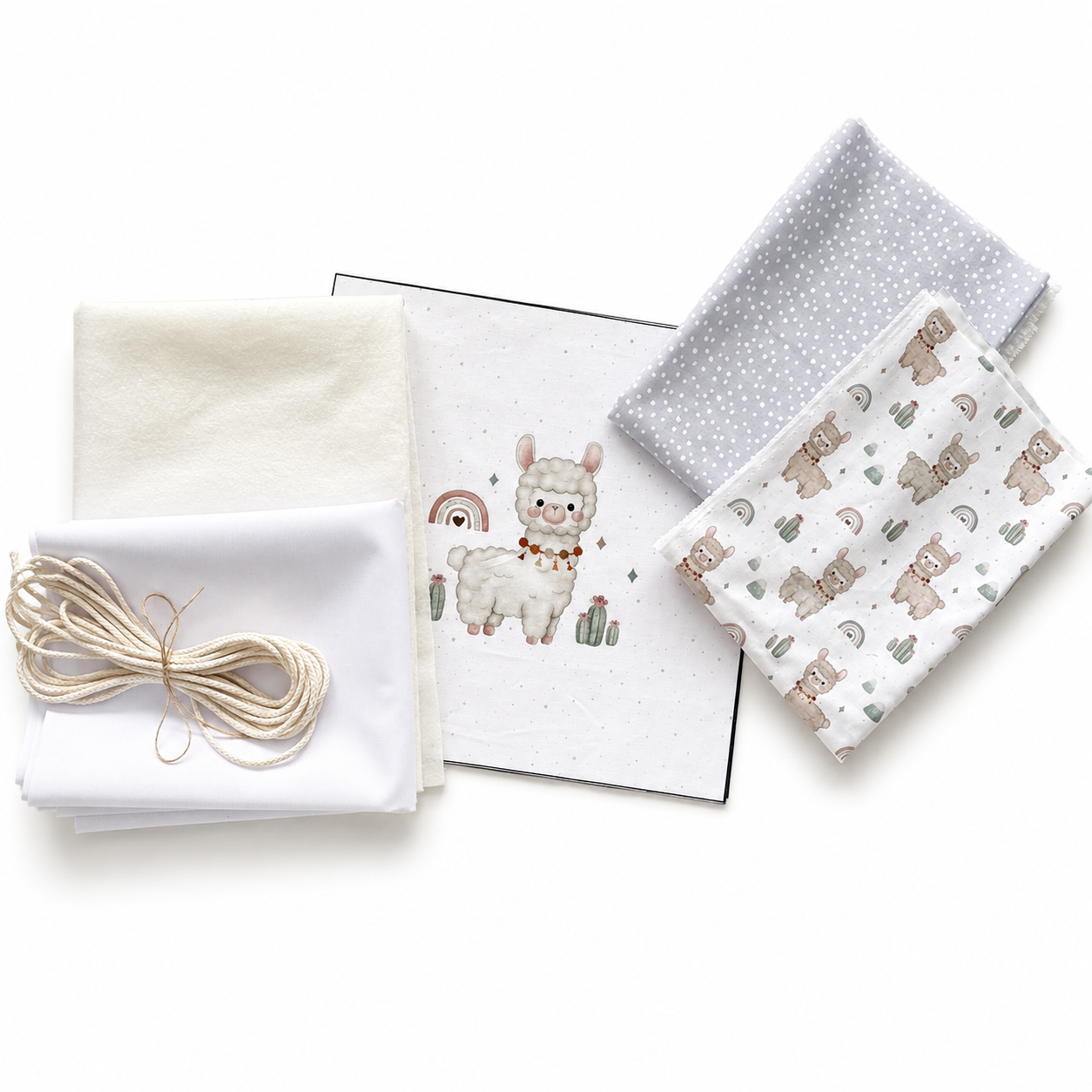 Kit Mochila Piecito Llamas de Algodón - 2 Paneles con Patrón de madera