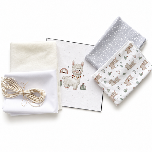 Kit Mochila Piecito Llamas de Algodón - 2 Paneles con Patrón de madera